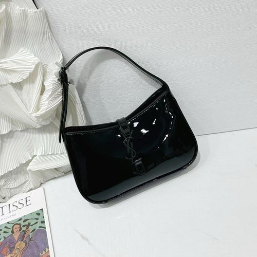Saint Laurent LE 5 À 7 Hobo Bag (Black Patent)