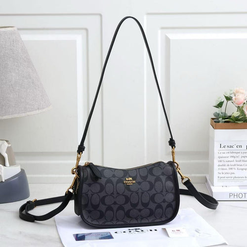 Coach Teri Shoulder Bag in Signature Canvas (Charcoal/Black)