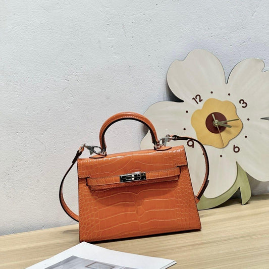 Hermès Kelly II Sellier Mini (Crocodile/Alligator) Orange