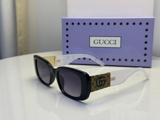 Gucci GG Monogram Canvas Temple Rectangular Sunglasses