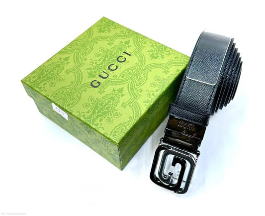 Gucci Framed G Reversible Belt (Black on Black)