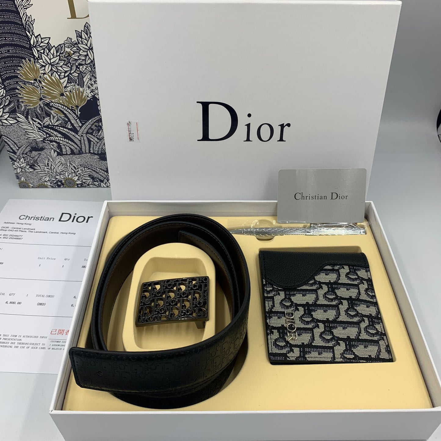 Dior Oblique Embossed Accessory Gift Set (Black/Navy)