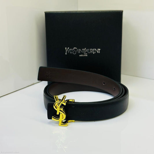 Saint Laurent Monogram Belt (Black/Dark Brown)
