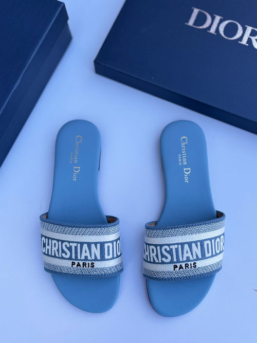 Dior Dway Slide (Cloud Blue/White)
