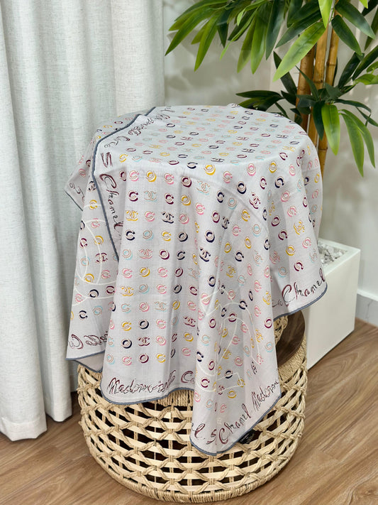 Chanel CC Monogram Scarf (Grey/Multi)