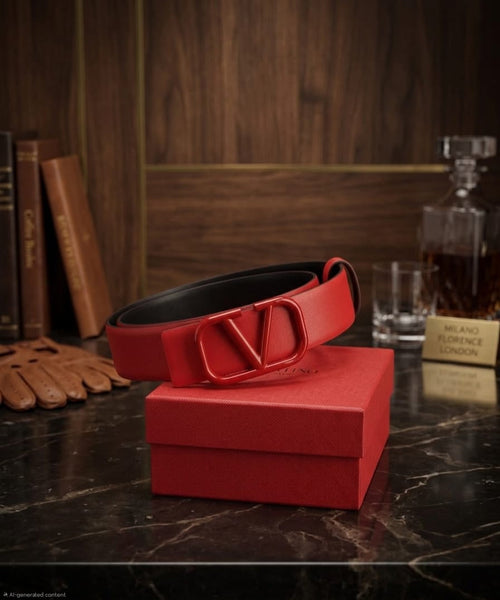 Valentino Garavani VLogo Signature Belt (Red)